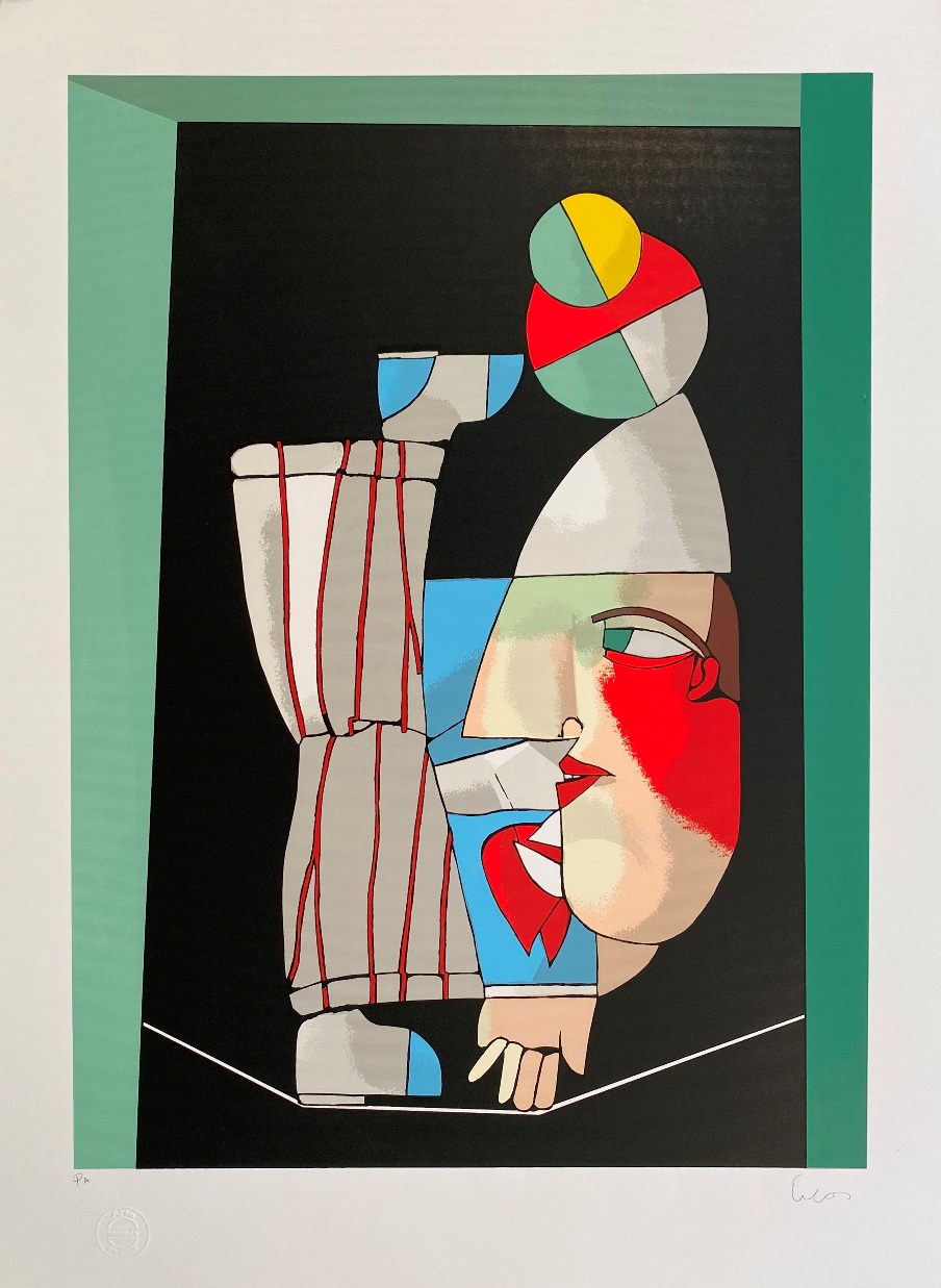 Inos Corradin gravura Malabarista 3 assinada pelo artista