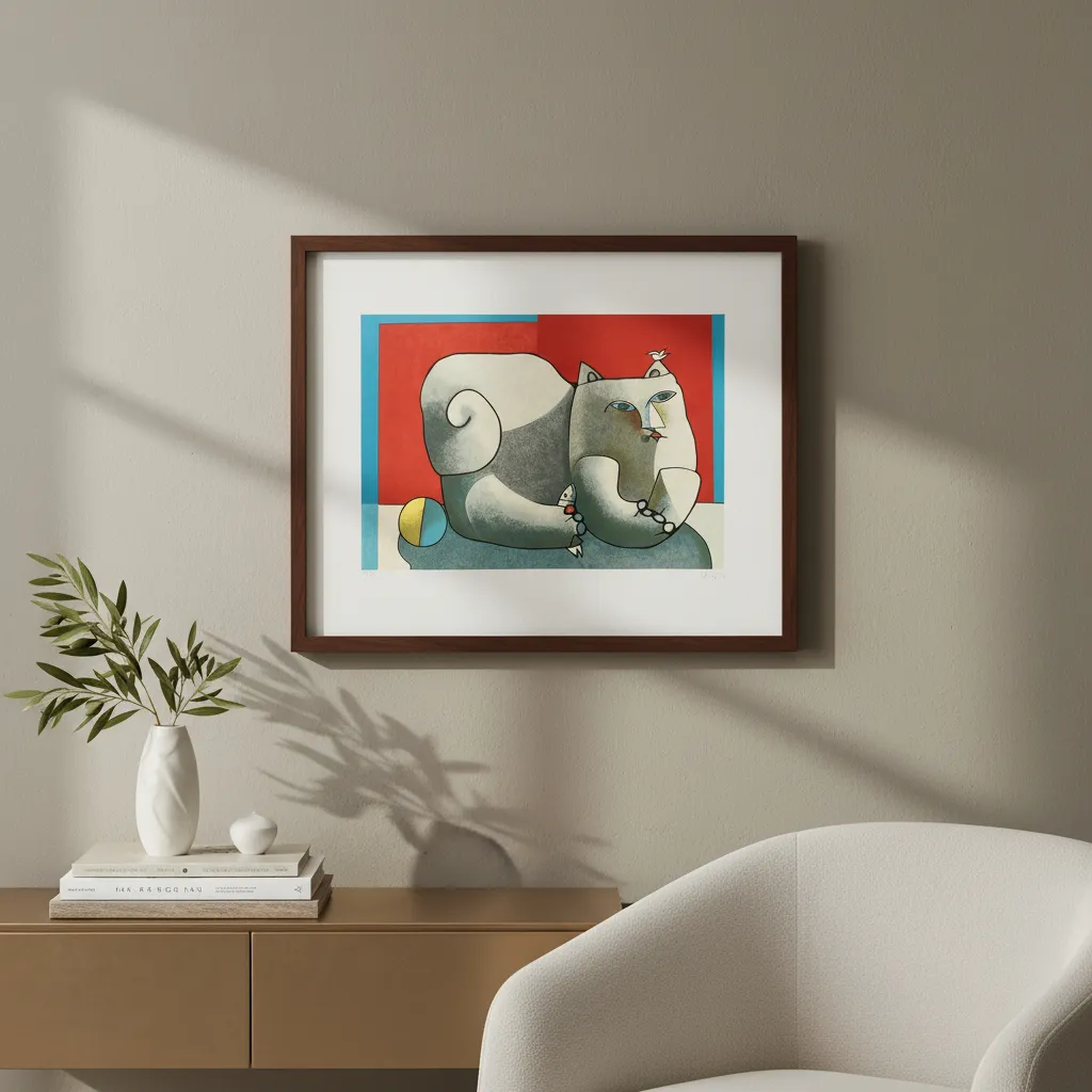 Inos Corradin gravura Gato 14 assinada pelo artista - Image 3