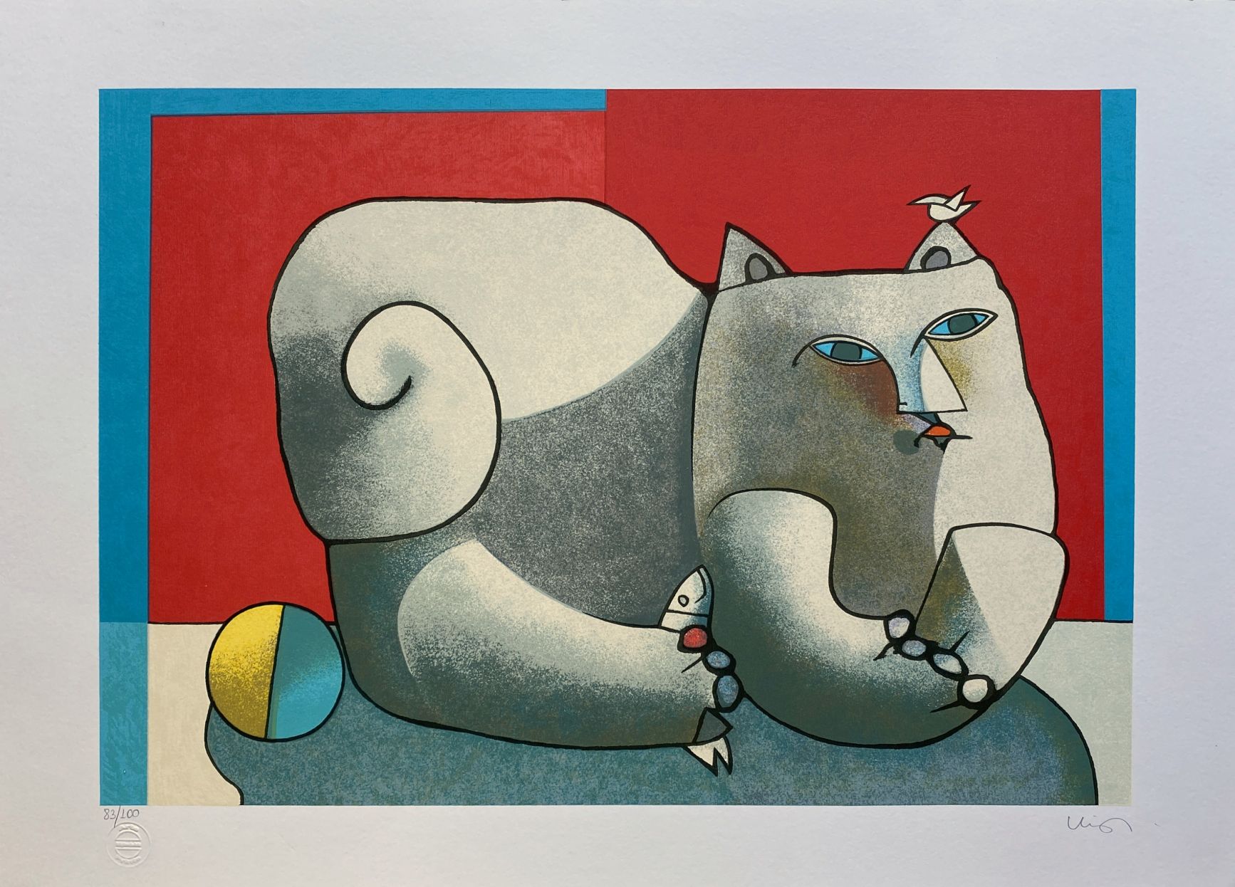 Inos Corradin gravura Gato 14 assinada pelo artista