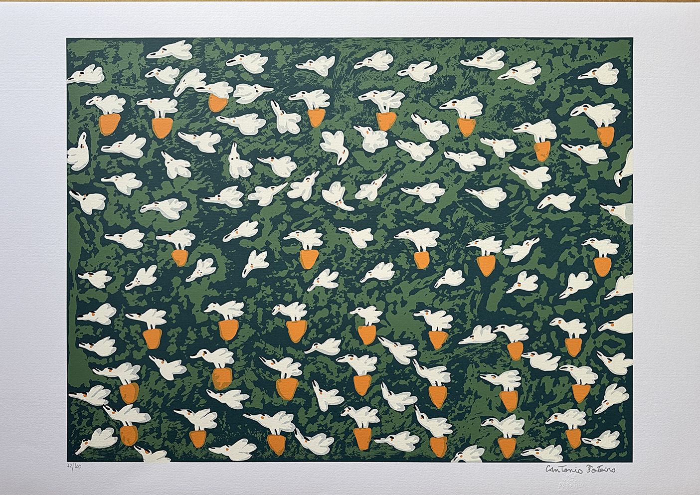 Antônio Poteiro serigrafia Ninhal fundo verde
