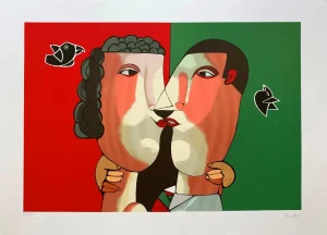 Inos Corradin gravura Namorados assinada pelo artista