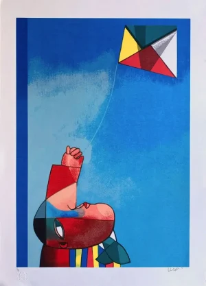 Inos Corradin serigrafia Soltando pipa 4